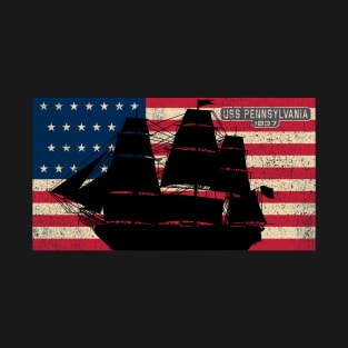 1837 Sailing Ship Pennsylvania American Flag T-Shirt