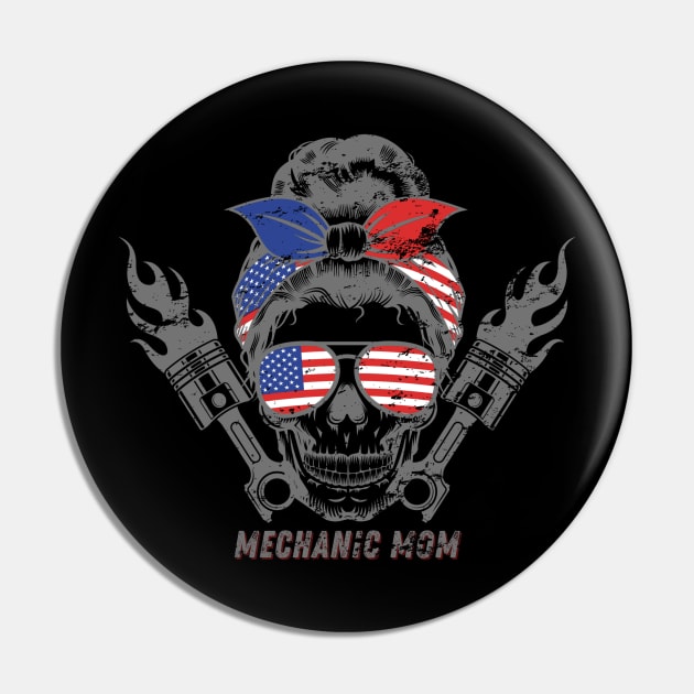 Mechanic Mom USA American Flag Pin by Carantined Chao$