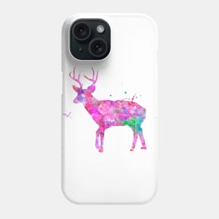 Hot Pink Deer Watercolor Painting Phone Case