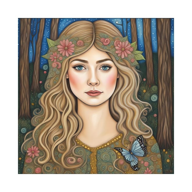 Rosamund Pike as a fairy in the woods by Colin-Bentham