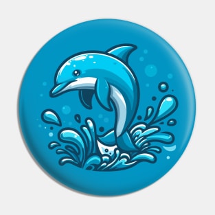 Jumping dolphin and water splashes Pin
