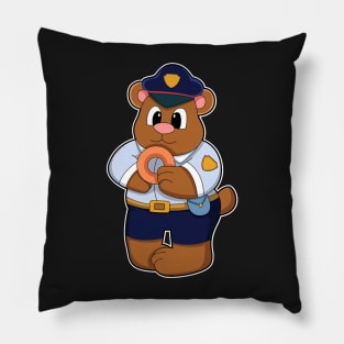 Bear as Police officer with Police uniform & Donut Pillow