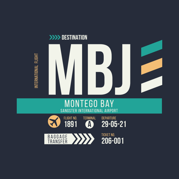 Montego Bay (MBJ) Airport Code Baggage Tag by SLAG_Creative