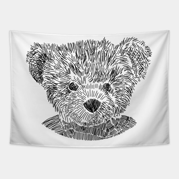 Teddy Bear Sketch Tapestry by ellenhenryart