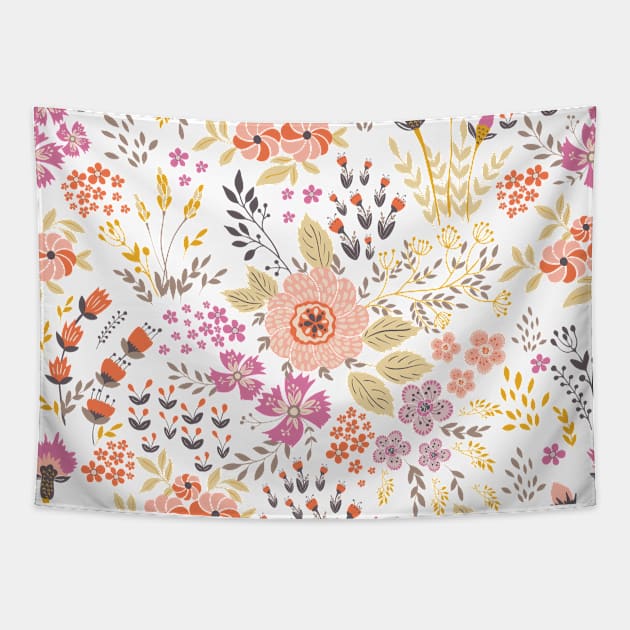 Small colorful flowers Tapestry by Jenmag