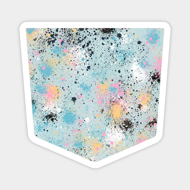 Pocket - INK SPLATTER DUST BLUE PASTEL Magnet by ninoladesign