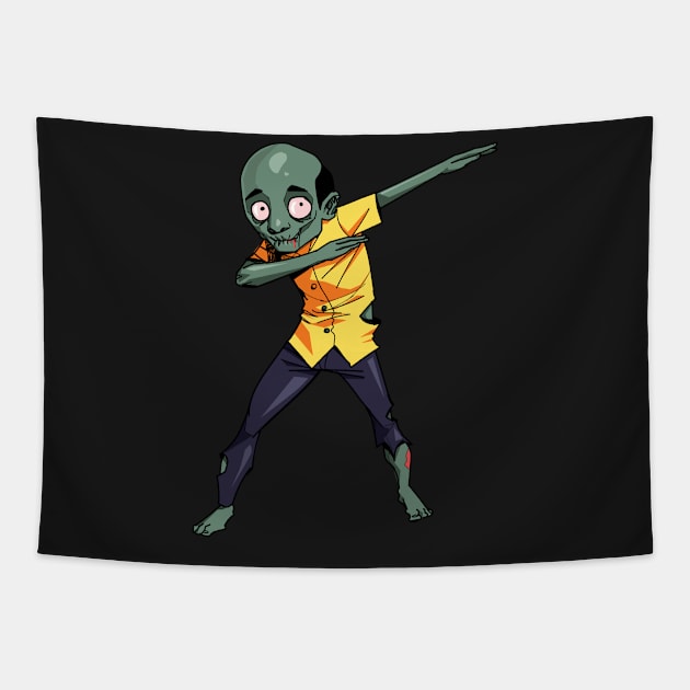 Dabbing Zombie Halloween - Dab Funny Zombies graphic Tapestry by theodoros20