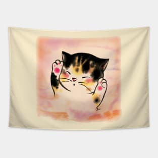 Pink paw cat baby Tapestry