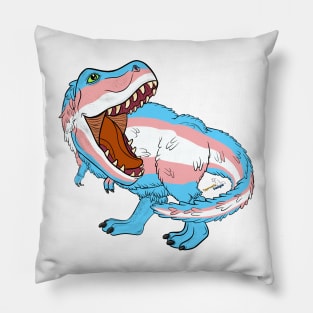 Transosaurus Rex (feathered) - Transgender Pride Pillow