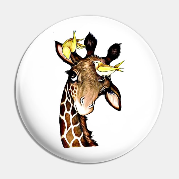 Adorable Giraffe with Birds Gift for Giraffe Lovers Pin by xena