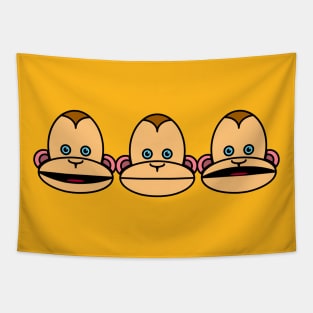 Three monkeys Tapestry