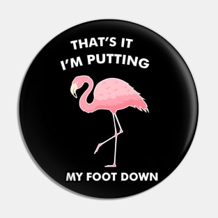 Flamingo, That's I'm Putting Foot Down Funny Pin