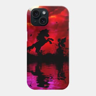 Wonderful unicorn and fairy in the sunset Phone Case