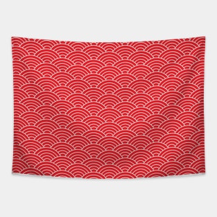 red seigaiha japanese wave pattern Tapestry