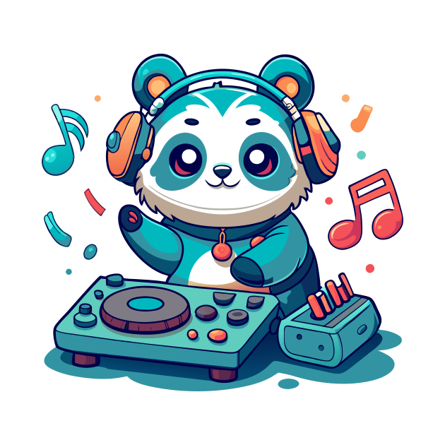 cute panda playing dj music by Shapwac12