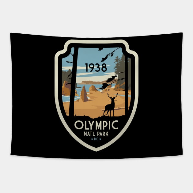 Washington Olympic National Park Retro Vintage Design Gift Tapestry by Terrybogard97