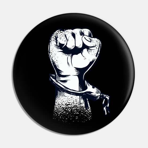 Raised Fist Broken Chain Rise Up Pin by UNDERGROUNDROOTS