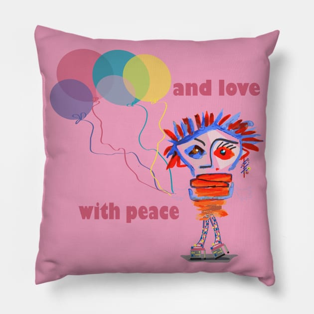 with peace and love Pillow by vlada antsi