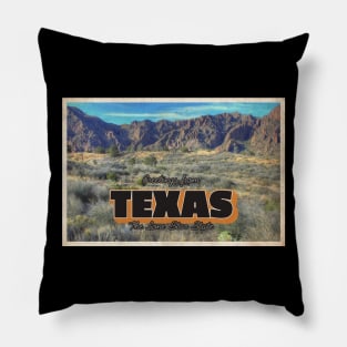 Greetings from Texas - Vintage Travel Postcard Design Pillow