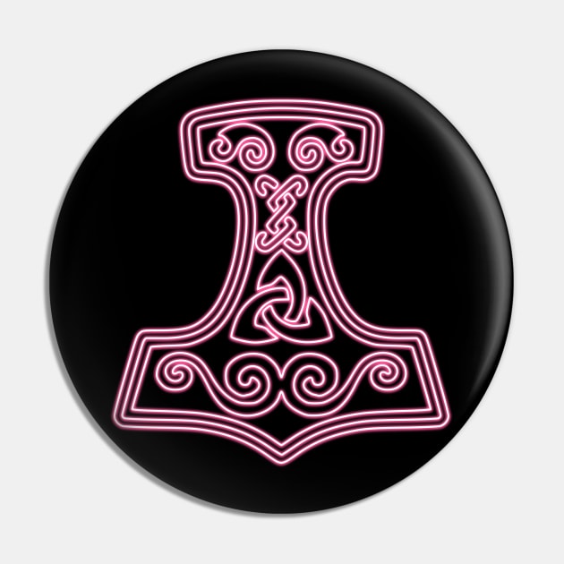 Thor hammer - Mjöllnir - pink neon Pin by la chataigne qui vole ⭐⭐⭐⭐⭐