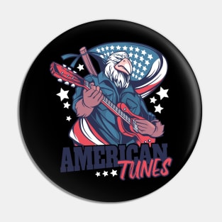 American Tunes Bald Eagle with guitar funny Pin