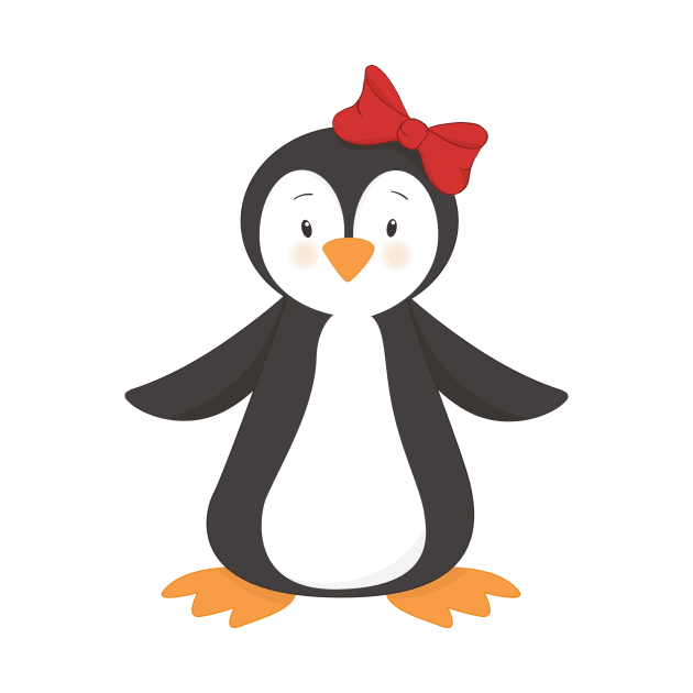 Cute Penguin, Little Penguin, Penguin With Bow by Jelena Dunčević