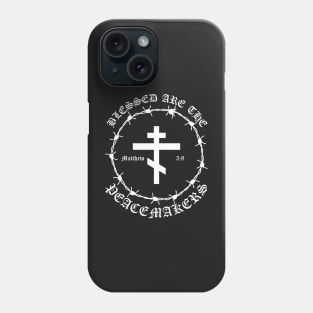 Blessed Are The Peacemakers Matthew 5:9 Orthodox Cross Barbed Wire Punk Pocket Phone Case