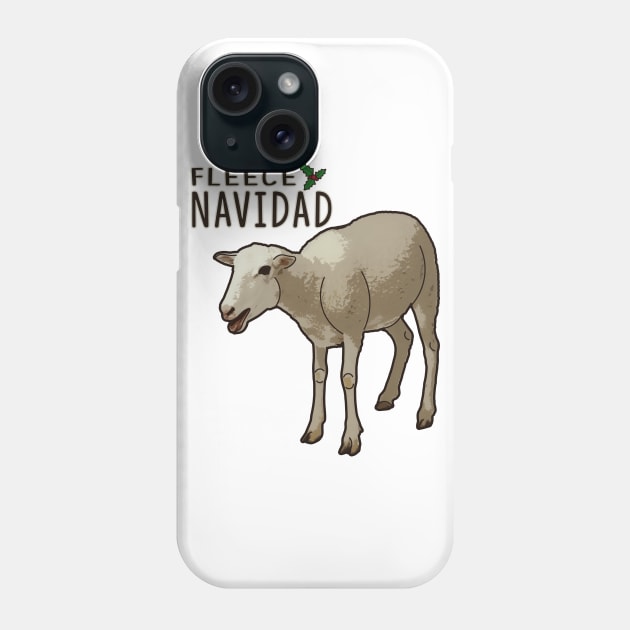 Fleece Feliz Navidad Pun Christmas Sheep Phone Case by charlescheshire