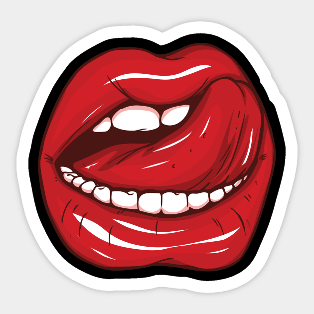 Sexy Tongue Licking Its Lips - Licking Lips - Sticker | TeePublic