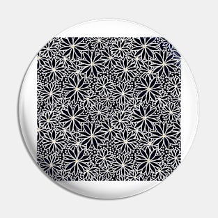 Pointed Flowers Pattern - Dark Navy and White Pin