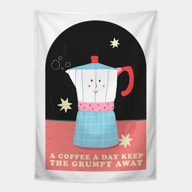 Coffee addict Tapestry by ouiouicathy