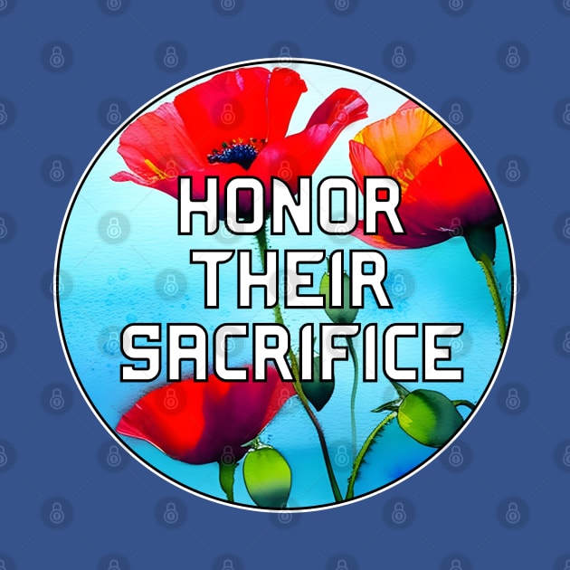 Honor Their Sacrifice Memorial with Red Poppy Flowers Pocket Version (MD23Mrl006d) by Maikell Designs