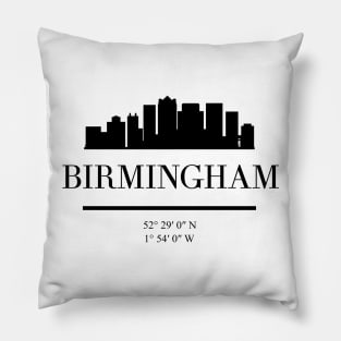 BIRMINGHAM ENGLAND BLACK SILHOUETTE SKYLINE ART Pillow