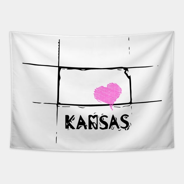 Love Kansas State Sketch USA Art Design Tapestry by DimDom