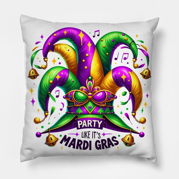 party like its Mardi Gras Tee: Revelry Unleashed Pillow by Mapd