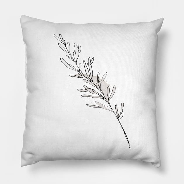 One Line Leaves Botanical Abstract Pillow by My_Store