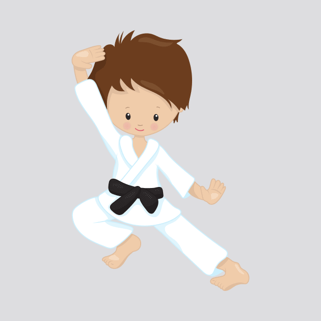 Karate Boy, Cute Boy, Brown Hair, Black Belt by Jelena Dunčević