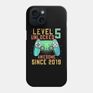 Kids Level 5 Unlocked 5th Birthday 5 Year Old Gamer Bday Phone Case