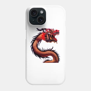 Red and Gold Chinese Dragon with Translucent Background Phone Case