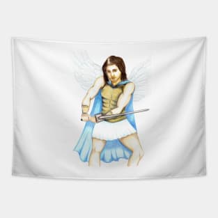 Archangel Michael the Protector- White Tapestry