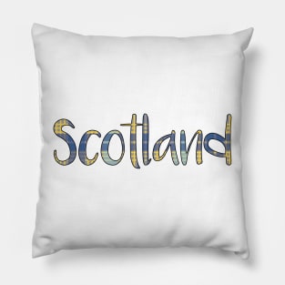 SCOTLAND, Blue and Yellow Tartan Style Design Pillow