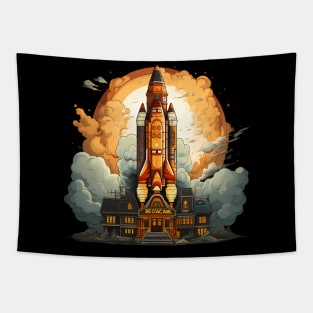 AI Generated Rocketship Tapestry