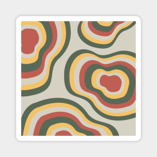 Colourful Blob Abstract Pattern in Light Red Dark Green Yellow and Gray Magnet