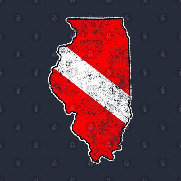 Illinois Dive Flag Scuba Diving State Map Dive Flag Distressed by TeeCreations