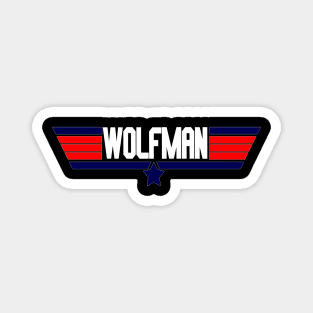 "Wolfman" 80's action movie design Magnet