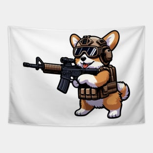 Tactical Corgi Tapestry