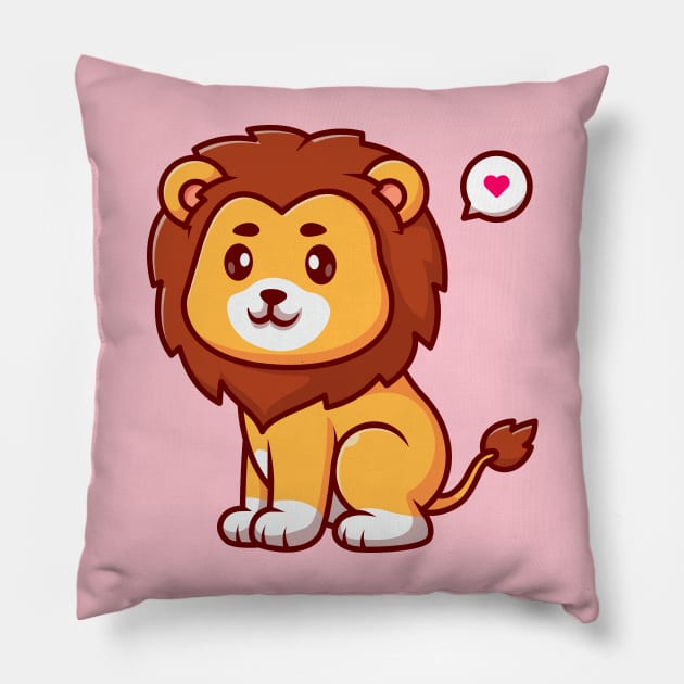 Cute Lion Sitting Cartoon Pillow by Catalyst Labs