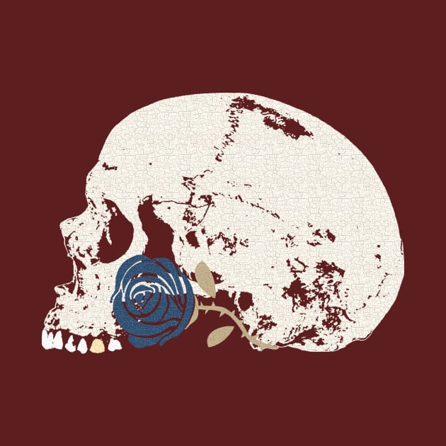 The Skull and the Deep Blue Rose by RawSunArt