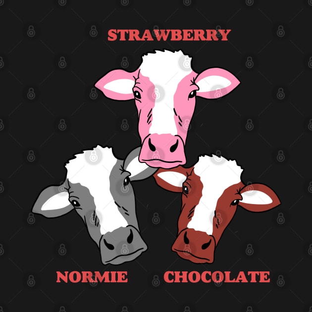 Strawberry Cow Chocolate Milk Cow and Normie Cow by isstgeschichte