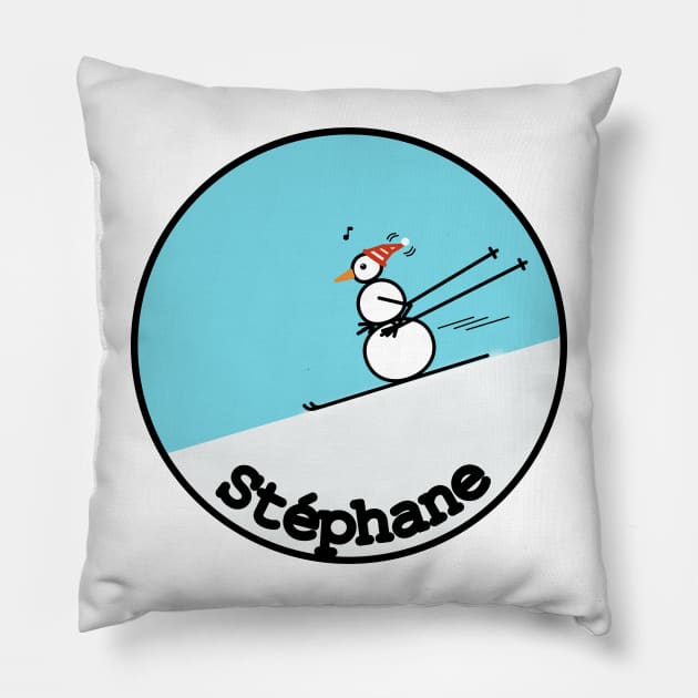 Custom Frosty the Snowman - Just Skiing Pillow by Musings Home Decor